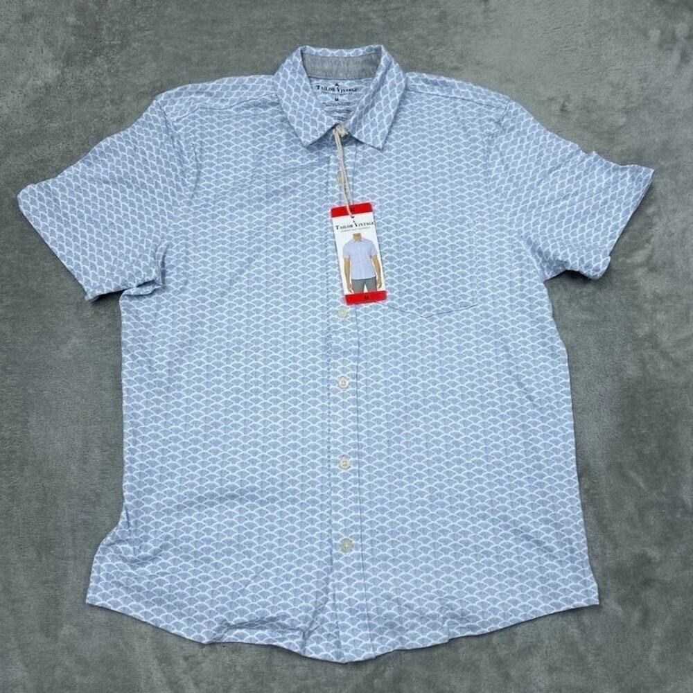 Tailor Vintage Mens Short Sleeve Button-Up Shirt Size M a1318
